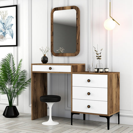 Comò Toletta Lizbon Noce Bianco Melaminico 124x84.7x40 cm