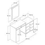 Ladekasten - Ladekast Kaptafel Lizbon Walnoot Wit Melamine 124x84,7x40 cm - Dimehouse