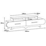 TV Meubels - TV Meubel Flora Walnoot Wit Melamine 205x50x36,8 cm - Dimehouse