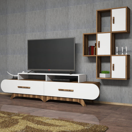 Set Mobile TV Flora S Noce Bianco Melaminico 205x50x36,8 cm