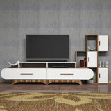 TV Meubels - TV Meubel Set Flora S Walnoot Wit Melamine 205x50x36,8 cm - Dimehouse