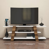 TV Meubels - TV Meubel Flower Walnoot Wit Melamine 120x42x33,6 cm - Dimehouse