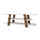 TV Meubels - TV Meubel Flower Walnoot Wit Melamine 120x42x33,6 cm - Dimehouse