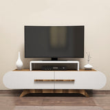 TV Meubels - TV Meubel Rose Walnoot Wit Melamine 145x49,8x36,8 cm - Dimehouse