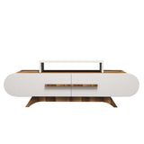 TV Meubels - TV Meubel Rose Walnoot Wit Melamine 145x49,8x36,8 cm - Dimehouse