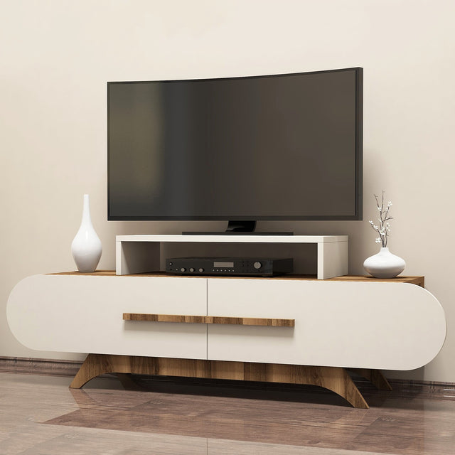 TV Meubels - TV Meubel Rose Walnoot Crème Melamine 145x49,8x36,8 cm - Dimehouse