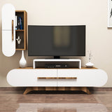 TV Meubels - TV Meubel Set Rose Walnoot Wit Melamine 145x49,8x36,8 cm - Dimehouse