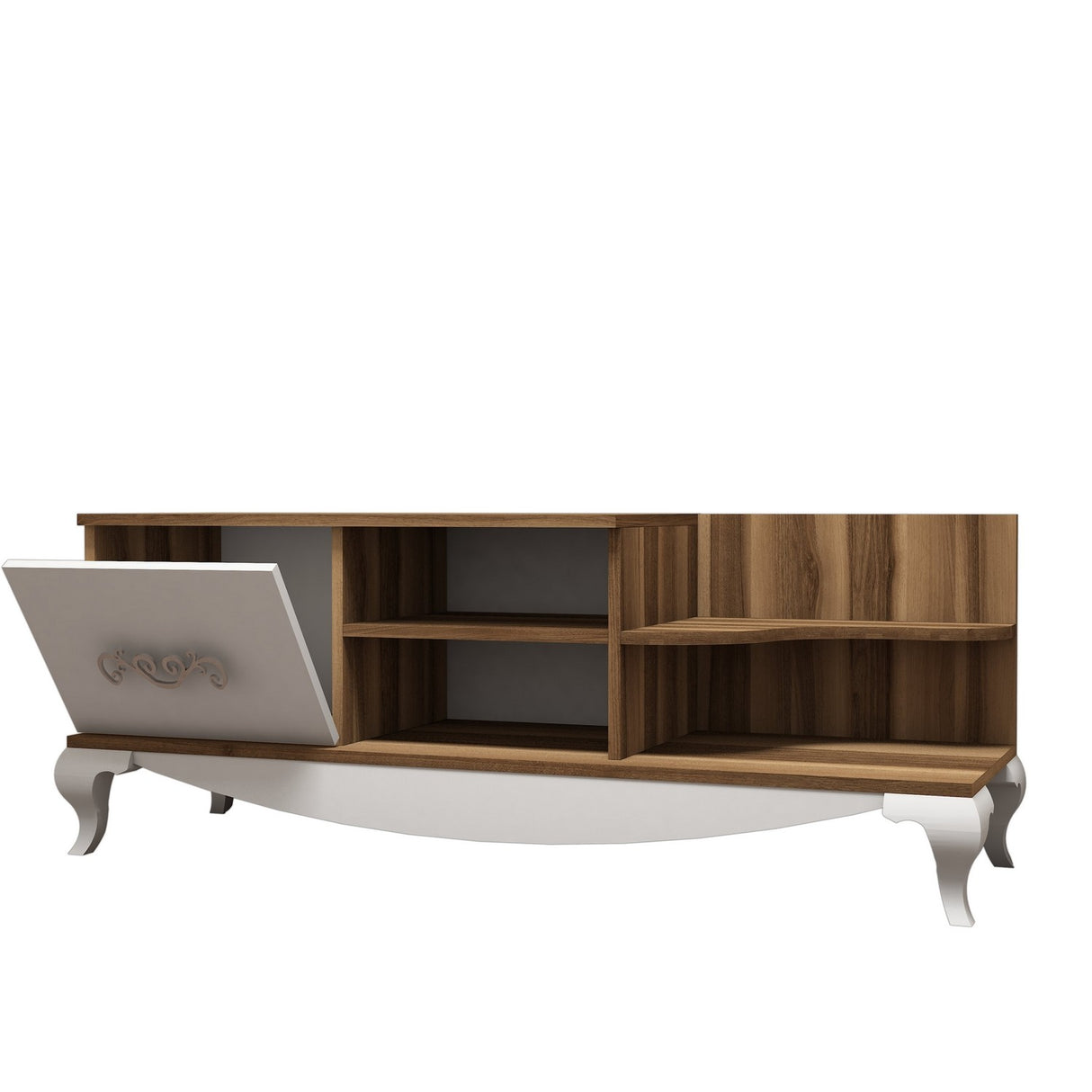 TV Meubels - TV Meubel Sultan Walnoot Wit Melamine 130x50,6x45 cm - Dimehouse