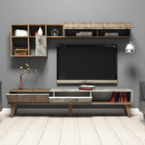 TV Meubels - TV Meubel Set Milan Walnoot Wit Marmer Melamine 180x40x35 cm - Dimehouse