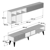 TV Meubels - TV Meubel Set Milan Walnoot Wit Marmer Melamine 180x40x35 cm - Dimehouse