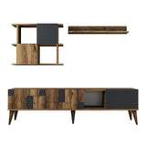 TV Meubels - TV Meubel Set Madrid Walnoot Antraciet Melamine 180x48,6x33,8 cm - Dimehouse