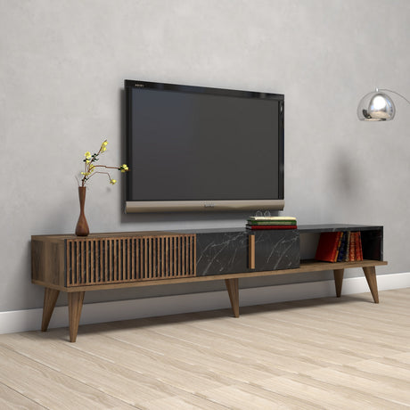 Mobile TV Milano Noce Nero Melaminico 180x40x35 cm