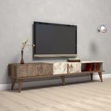 Mobile TV Milano Noce Marmo Bianco Melaminico 180x40x35 cm