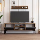 TV Meubels - TV Meubel Set Riga Walnoot Antraciet Melamine 140x48x30 cm - Dimehouse