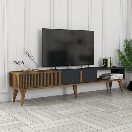 Mobile TV Milano Alt Noce Antracite Melaminico 180x40x35 cm
