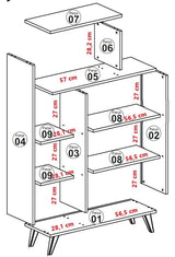Libreria scandinava melaminico bianco noce Form 90x132x32 cm