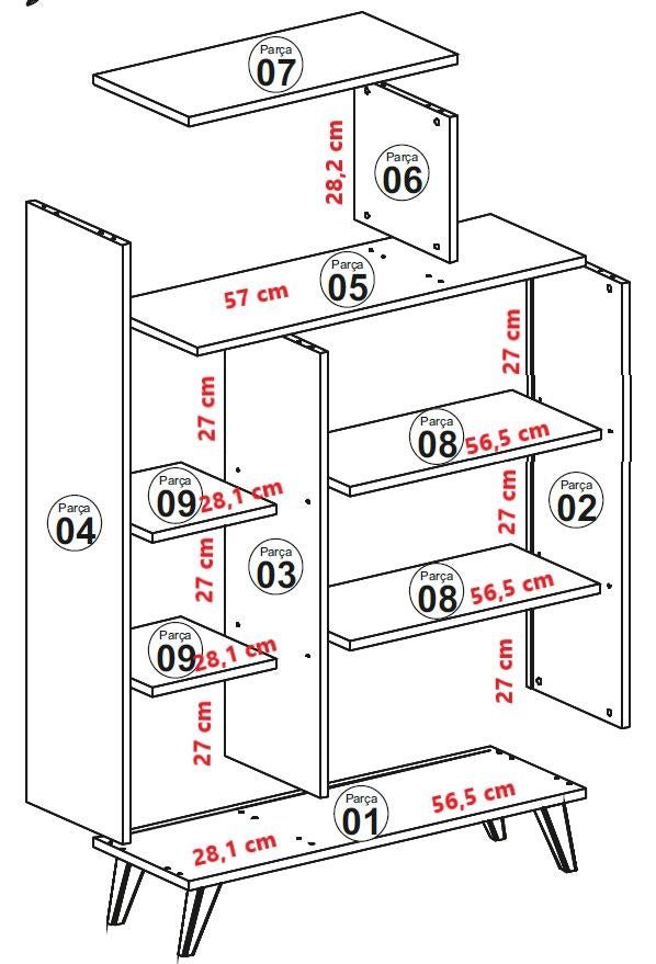 Libreria Form Noce Crema Melaminico 90x132x32 cm