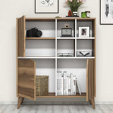 Wandkasten - Wandkast Pulse Walnoot Wit Melamine 100x115x30 cm - Dimehouse