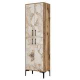 Wandkasten - Wandkast Walnoot Wit Marmer Melamine 200x60x35 cm - Berlin - Dimehouse