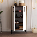 Schoenenkasten - Schoenenkast Prag Walnoot Wit Melamine 60x111x35 cm - Dimehouse