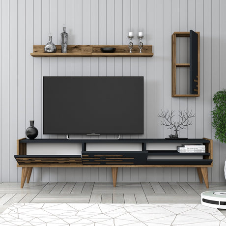 Set Mobile TV Valensiya Noce Antracite Melaminico 180x35x45 cm