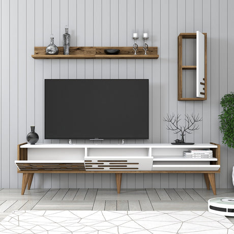 Set Mobile TV Valensiya Noce Bianco Melaminico 180x35x45 cm