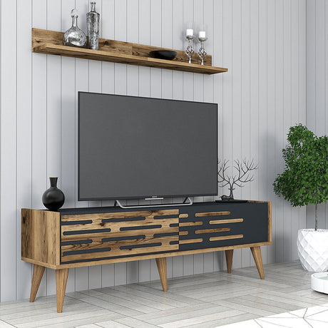Set Mobile TV Valensiya Noce Antracite Melaminico 140x35x45 cm