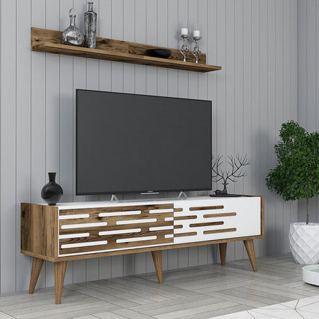 Set Mobile TV Valensiya Noce Bianco Melaminico 140x35x45 cm