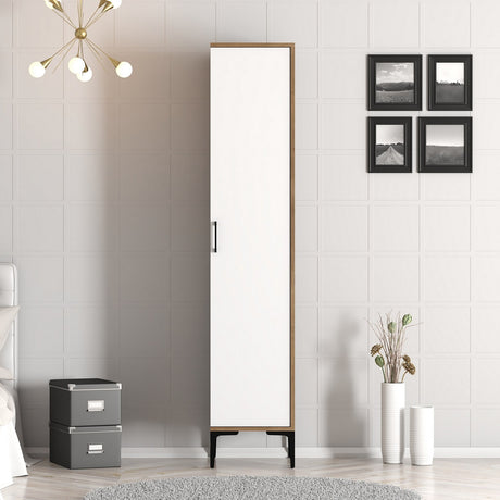 Armadio Kumual S Noce Bianco Melaminico 40x47,5x201,4 cm