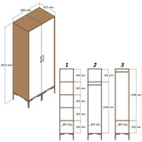 Armadio Kumsal PR Noce Bianco Melaminico 80x47,5x201,4 cm