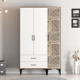 Kledingkasten - Kledingkast Kumual PT Walnoot Wit Melamine 120x47,5x201,4 cm - Dimehouse