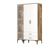 Kledingkasten - Kledingkast Kumual PT Walnoot Wit Melamine 120x47,5x201,4 cm - Dimehouse