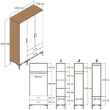 Kledingkasten - Kledingkast Kumual PT Walnoot Wit Melamine 120x47,5x201,4 cm - Dimehouse