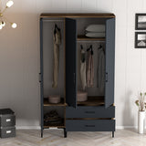 Kledingkasten - Kledingkast Kumual RT Walnoot Antraciet Melamine 120x47,5x201,4 cm - Dimehouse