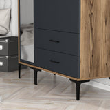 Kledingkasten - Kledingkast Kumual RT Walnoot Antraciet Melamine 120x47,5x201,4 cm - Dimehouse