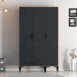 Kledingkasten - Kledingkast Kumual ST Walnoot Antraciet Melamine 120x47,5x201,4 cm - Dimehouse