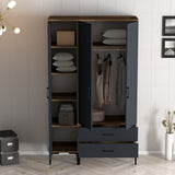 Kledingkasten - Kledingkast Kumual ST Walnoot Antraciet Melamine 120x47,5x201,4 cm - Dimehouse