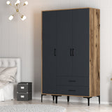 Kledingkasten - Kledingkast Kumual ST Walnoot Antraciet Melamine 120x47,5x201,4 cm - Dimehouse