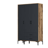 Kledingkasten - Kledingkast Kumual ST Walnoot Antraciet Melamine 120x47,5x201,4 cm - Dimehouse