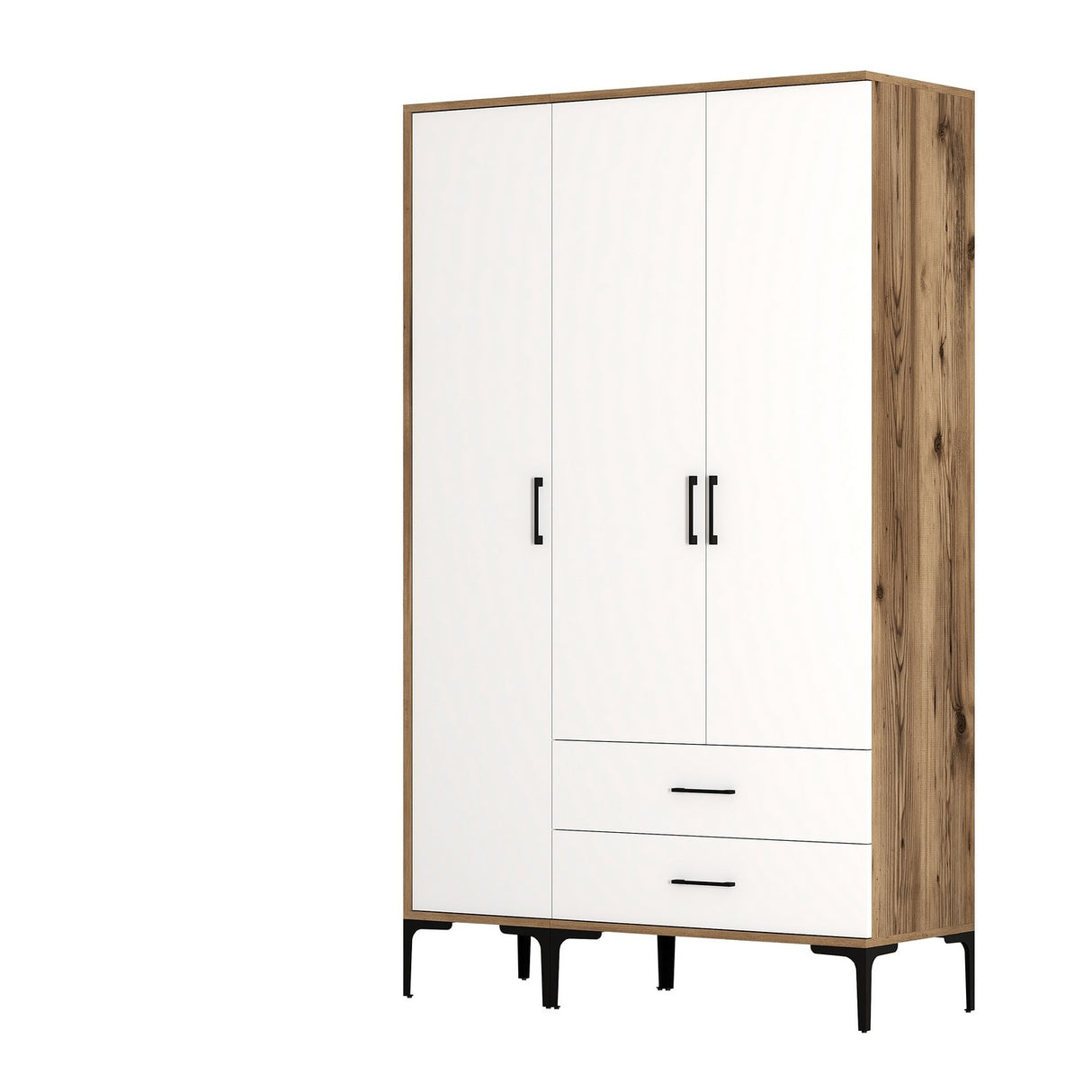 Kledingkasten - Kledingkast Kumual ST Walnoot Wit Melamine 120x47,5x201,4 cm - Dimehouse