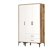 Kledingkasten - Kledingkast Kumual ST Walnoot Wit Melamine 120x47,5x201,4 cm - Dimehouse