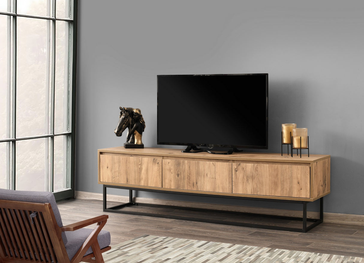 Mobile TV Tilsim in legno di pino nero melaminico 180x50x40 cm