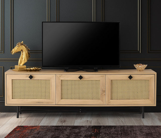 TV Meubels - TV Meubel Japandi Alcazar Eik Melamine 180x60x40 cm - Dimehouse
