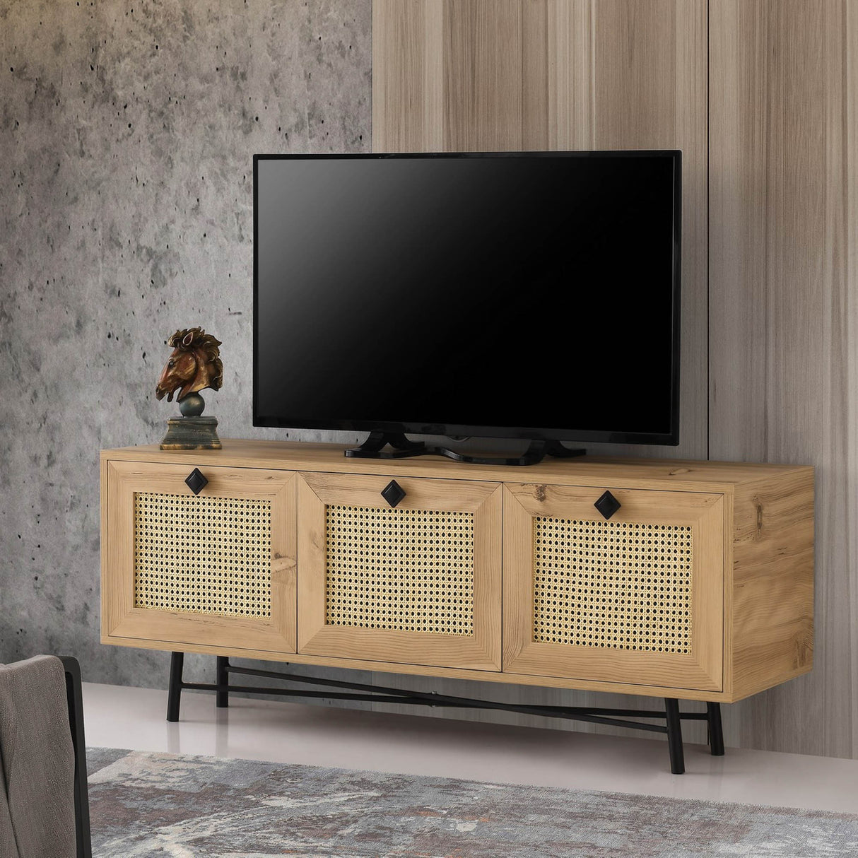 TV Meubels - Japandi TV Meubel Alcazar Eik Melamine 140x60x40 cm - Dimehouse