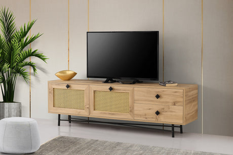 Mobile TV Hapsiyas Rovere Nero Melaminico 180x60x40 cm