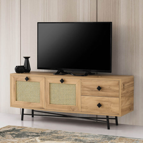 Mobile TV Hapsiyas Rovere Nero Melaminico 140x60x40 cm