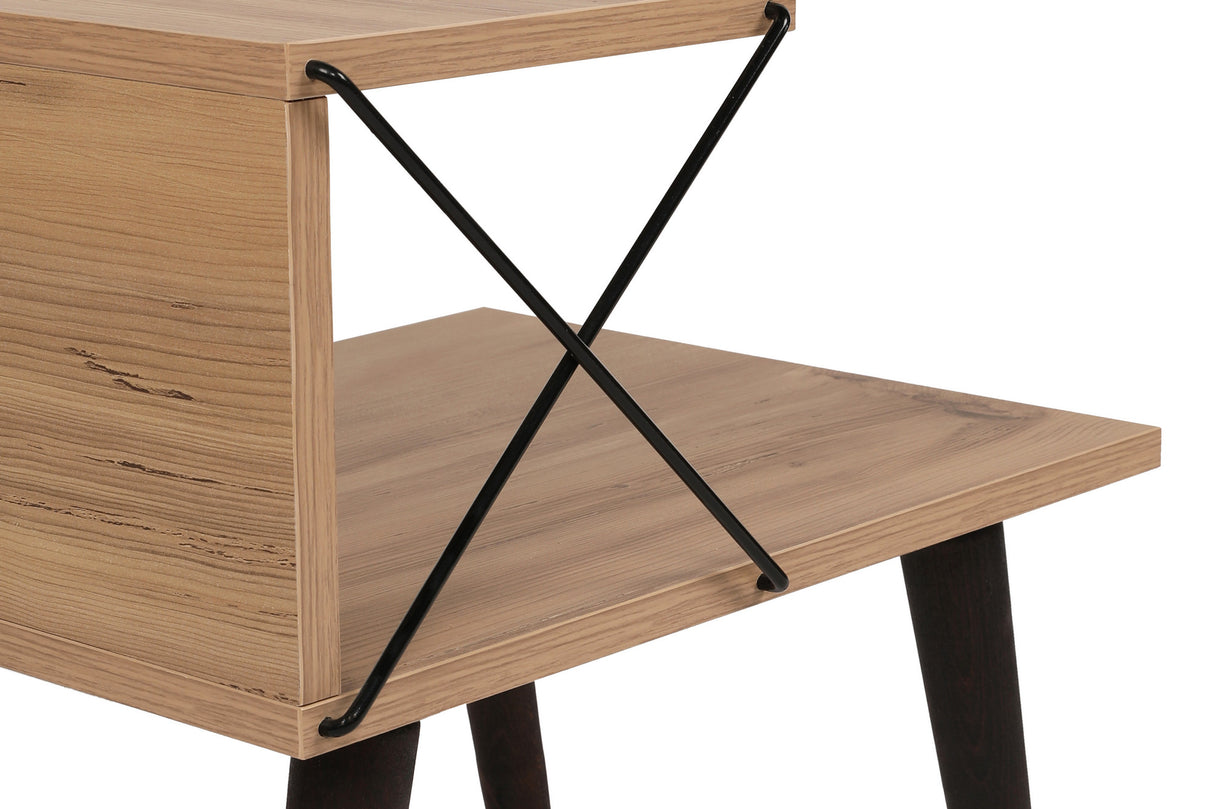 Nachtkastjes - Nachtkastje Cross Eik Melamine 50x55x40 cm - Dimehouse