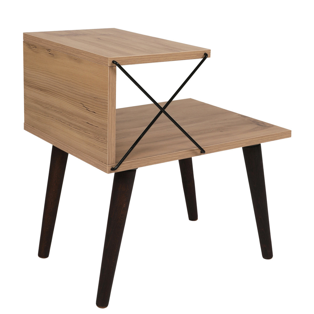 Nachtkastjes - Nachtkastje Cross Eik Melamine 50x55x40 cm - Dimehouse