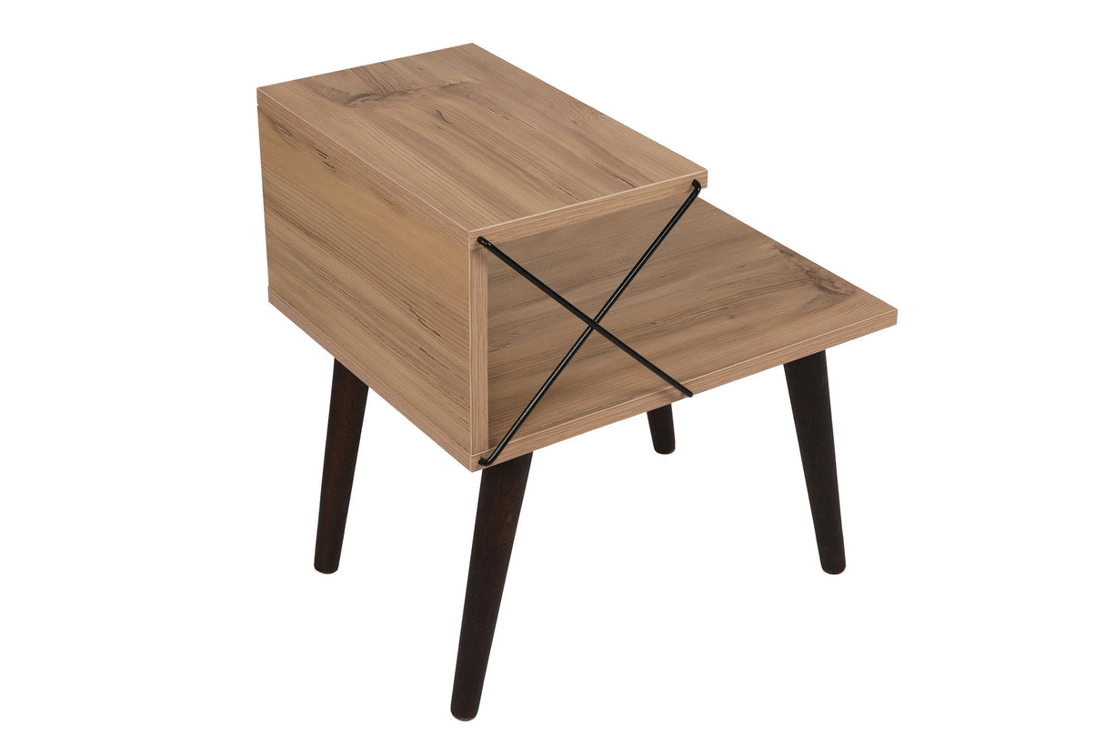 Nachtkastjes - Nachtkastje Cross Eik Melamine 50x55x40 cm - Dimehouse