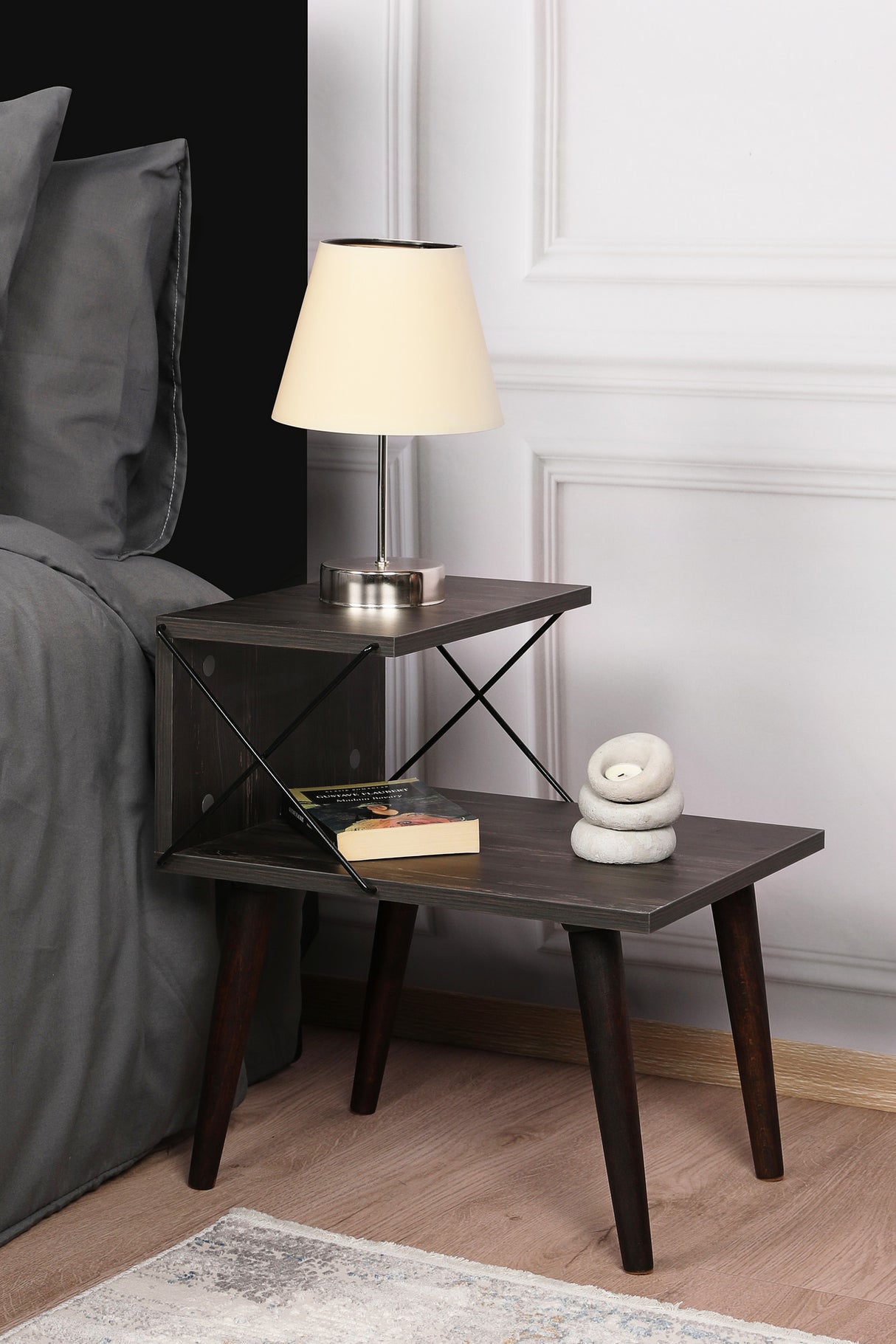 Comodino Cross Melaminico Marrone scuro 50x55x40 cm